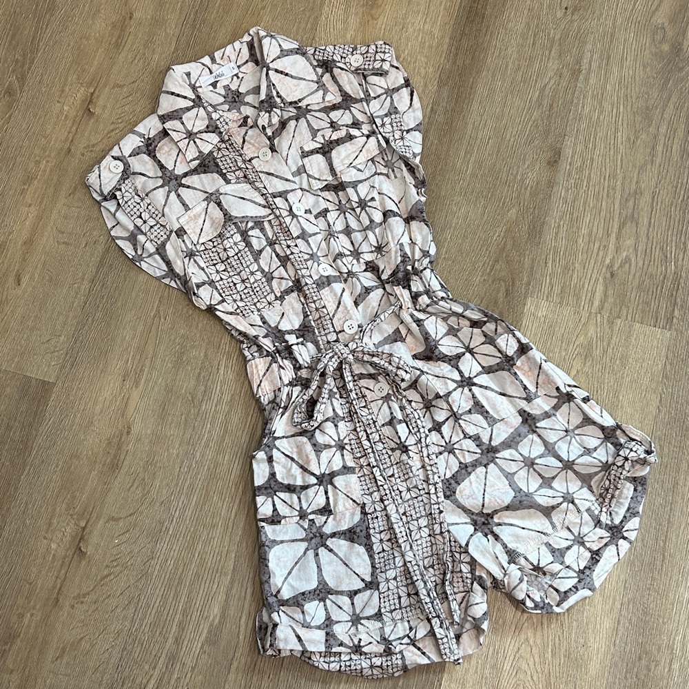 Talulah Linen Abstract Pattern Romper |Size Small